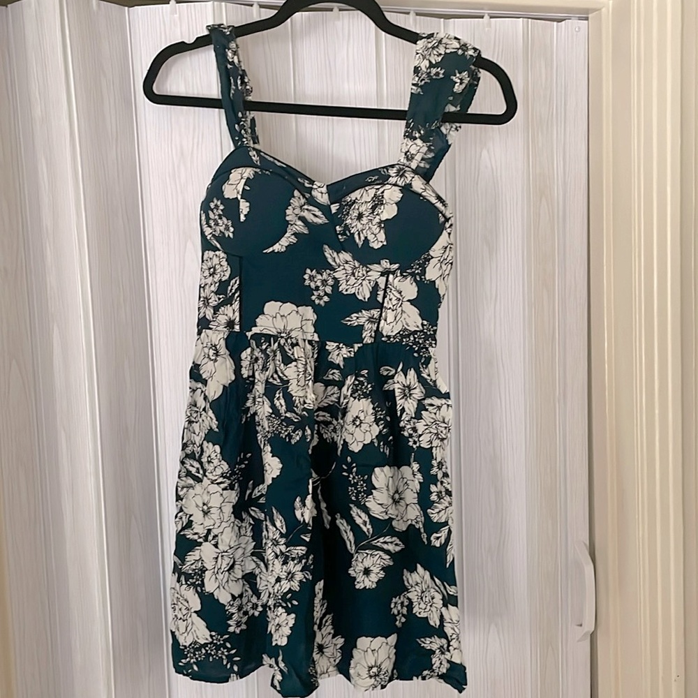 Teal floral dress